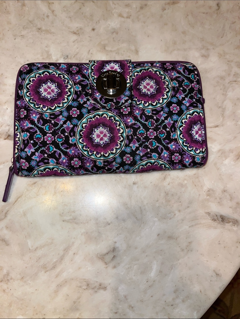 Vera Bradley Purple Floral Zip-Around Wallet